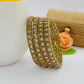 Mehndi Polish American Diamond Bangles Set for Women - Traditional AD Stone Bridal Wedding Party Jewelry