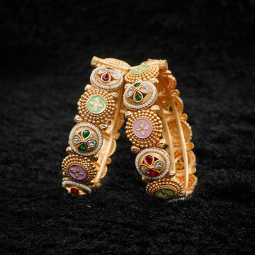 Latest Designer Gold Plated Kangan Bangles for Women Traditional Wedding Party Wear