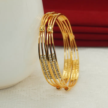 Premium Gold Plated CZ Stone Bangles Pair for Women | Elegant Party Wear Indian Kangan