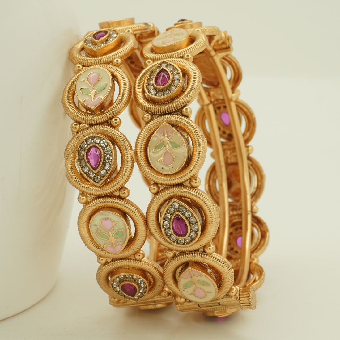 Traditional Gold Plated Meenakari Bridal Kangan Pair – Designer Wedding Bangles for Women