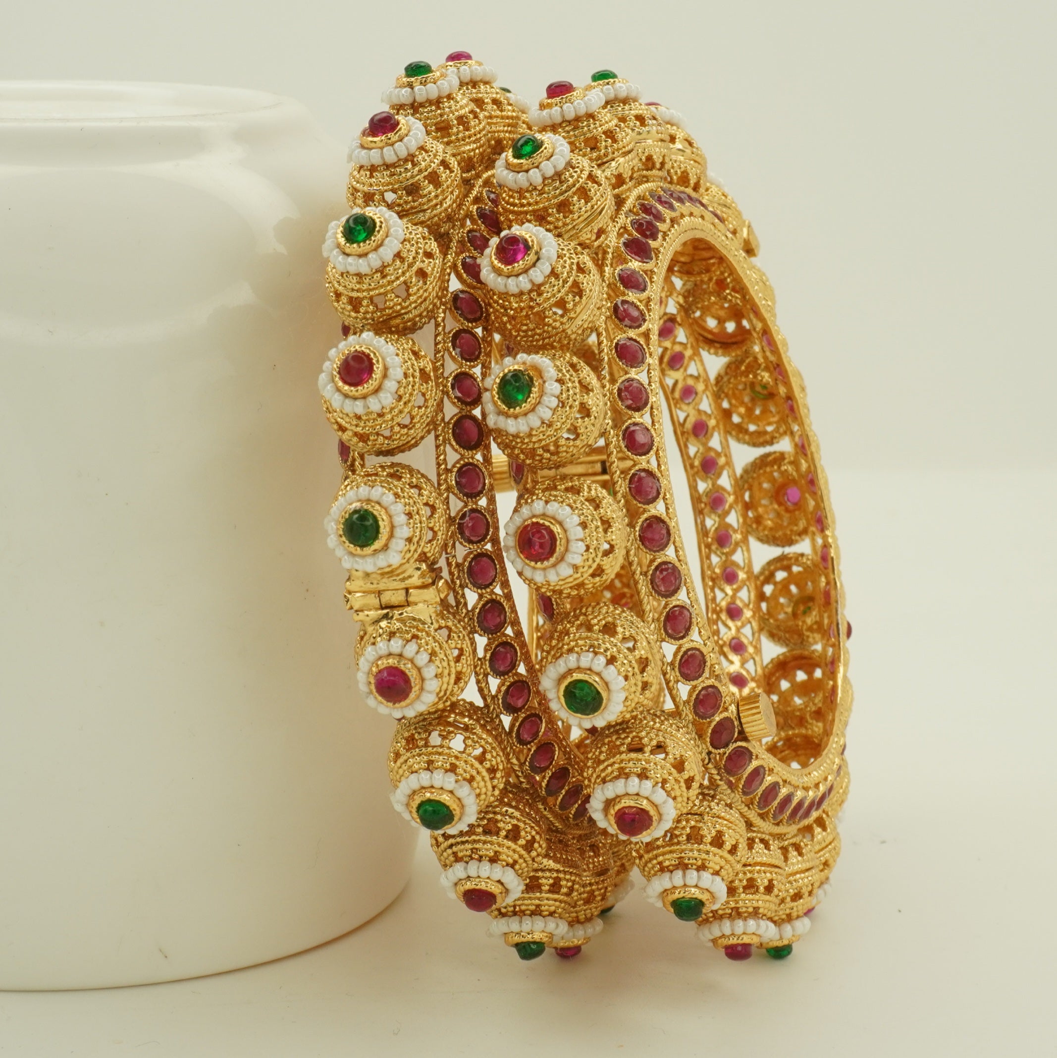 Latest Gold Plated Bridal Bangles Pair for Women Ethnic Party Wear Kangan