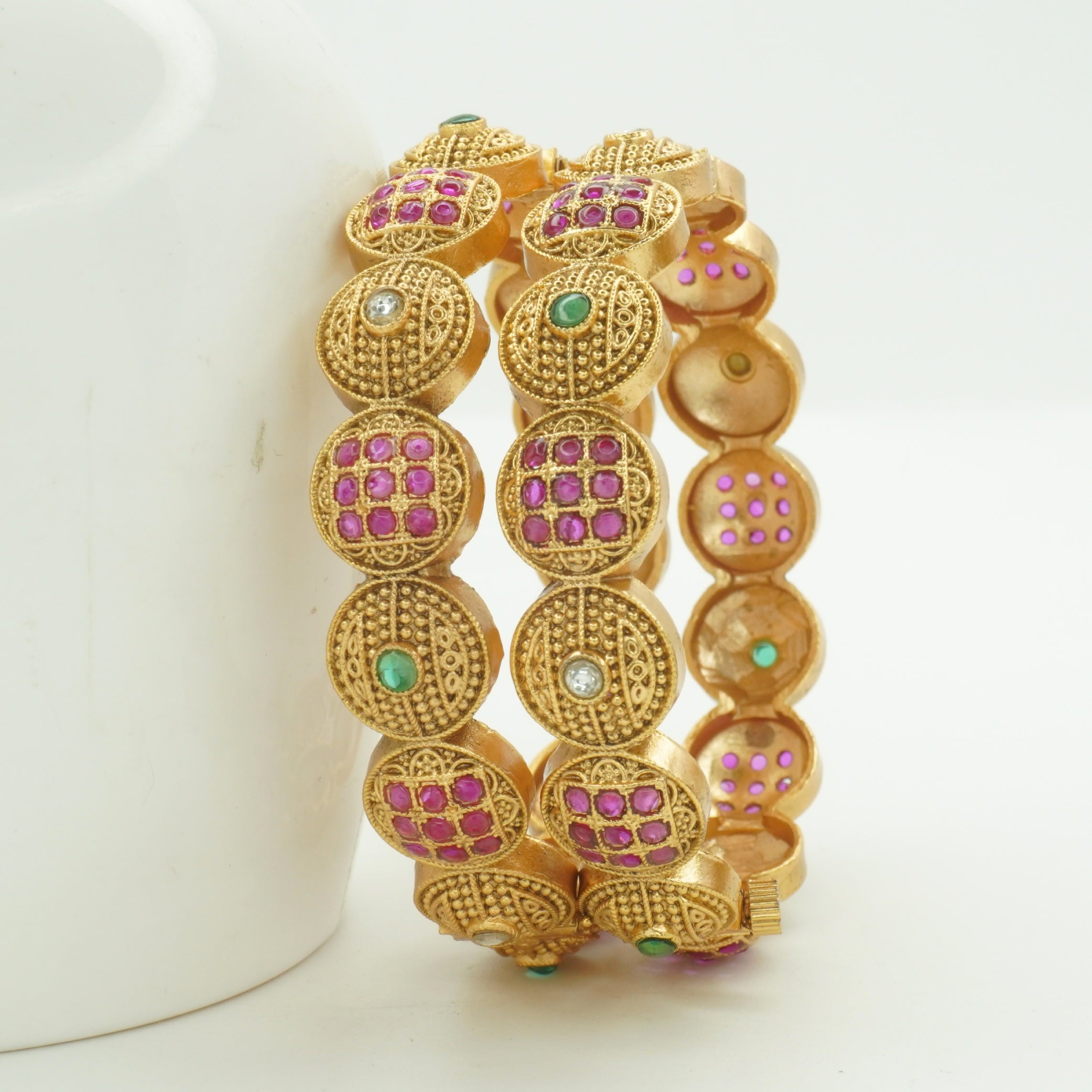 Premium Gold Plated Temple Kangan Bangles Pair for Women Traditional Bridal Wedding Jewellery