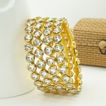 Designer Gold Plated Kundan Bangles Set for Women Traditional Bridal Wedding Party Wear