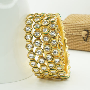 Bridal Kundan Kangan Bangles for Women – Gold Tone Traditional Wedding Jewelry