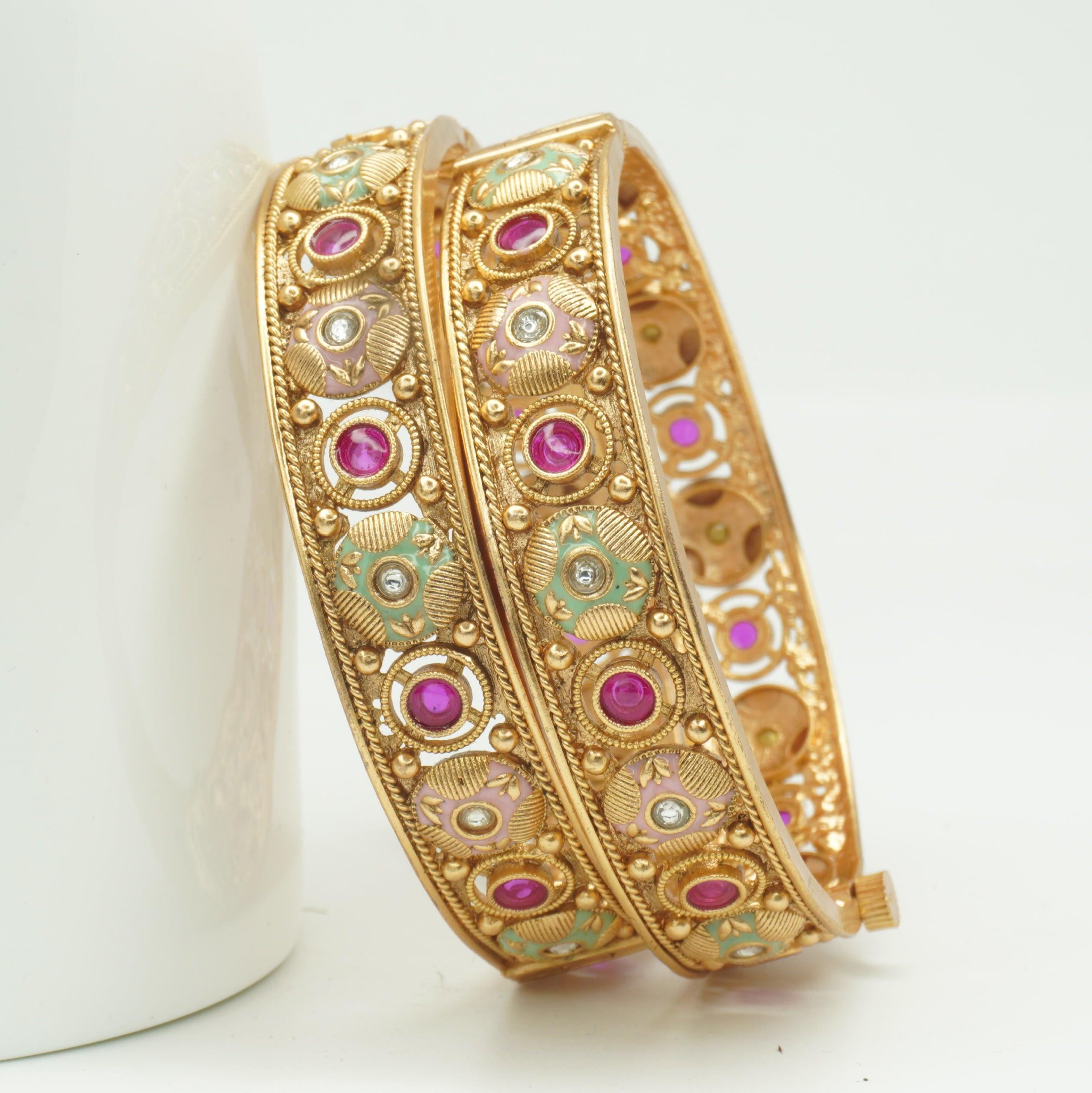 Latest Gold Plated Bridal Kangan Pair | Traditional Meenakari Bangles for Women Party & Wedding Wear