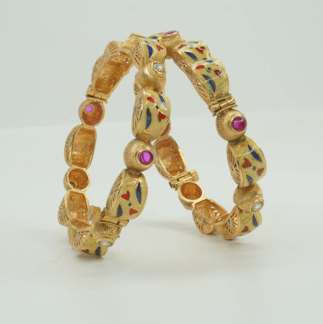 Traditional Gold Tone Meenakari Kangan Bangles for Women – Designer Wedding Party Wear Bangles Pair