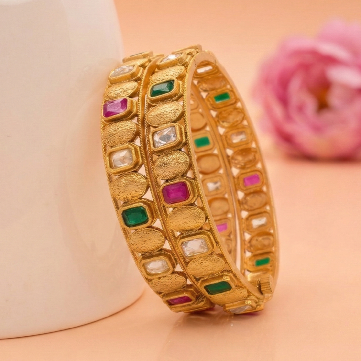 Trending Traditional Gold Plated Kundan Bangles Luxury Wedding Collection for Women