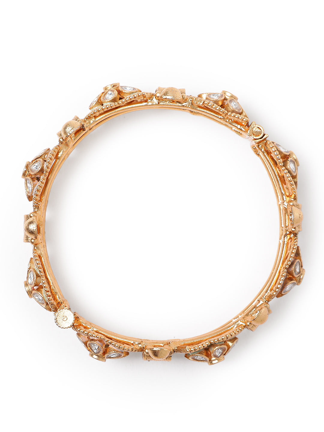 Traditional Bridal Kundan Meenakari Openable Kangan Pair Gold Plated Wedding Bangles for Women