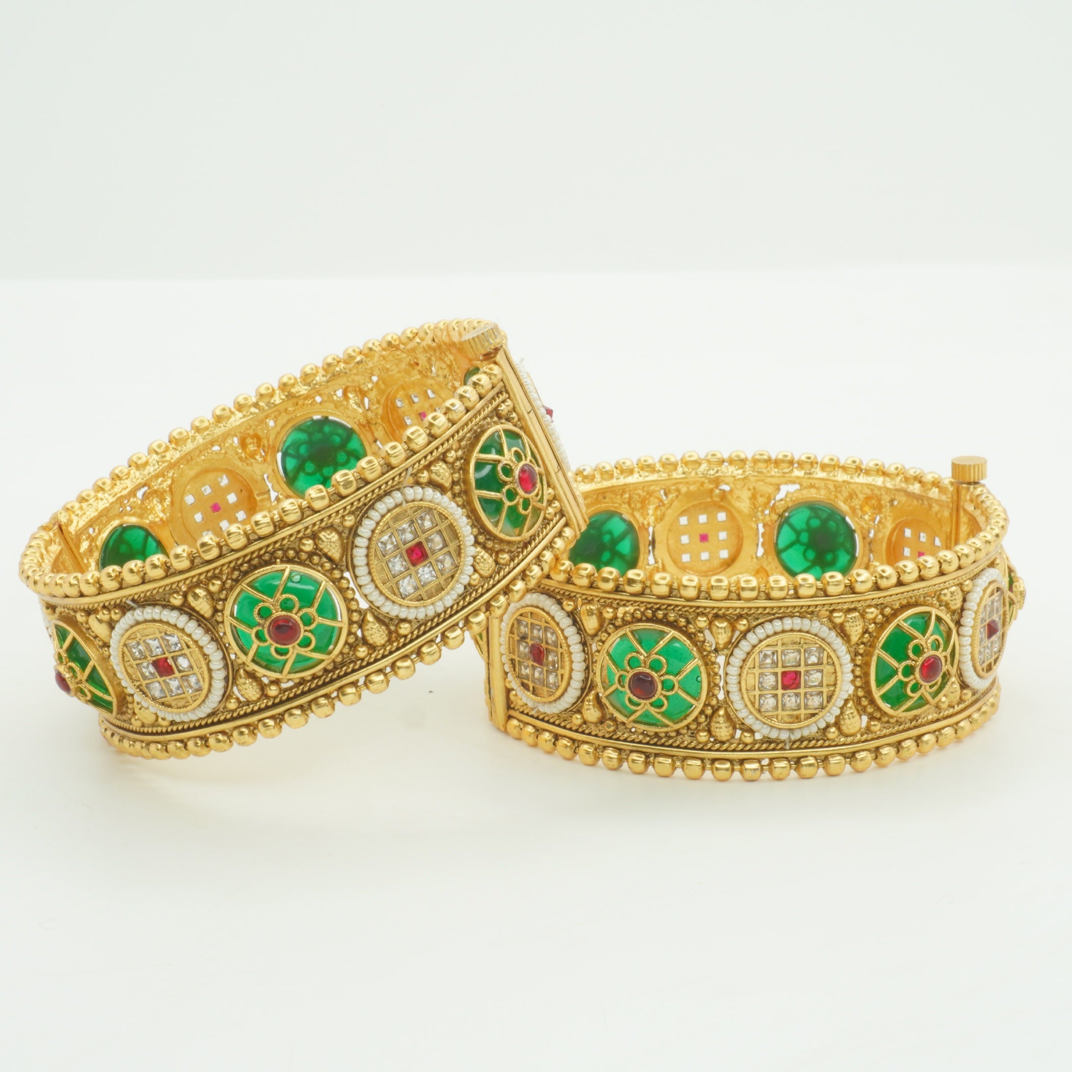 Gold Plated Meenakari Kundan Bangles Pair for Women – Traditional Bridal Wedding Jewelry