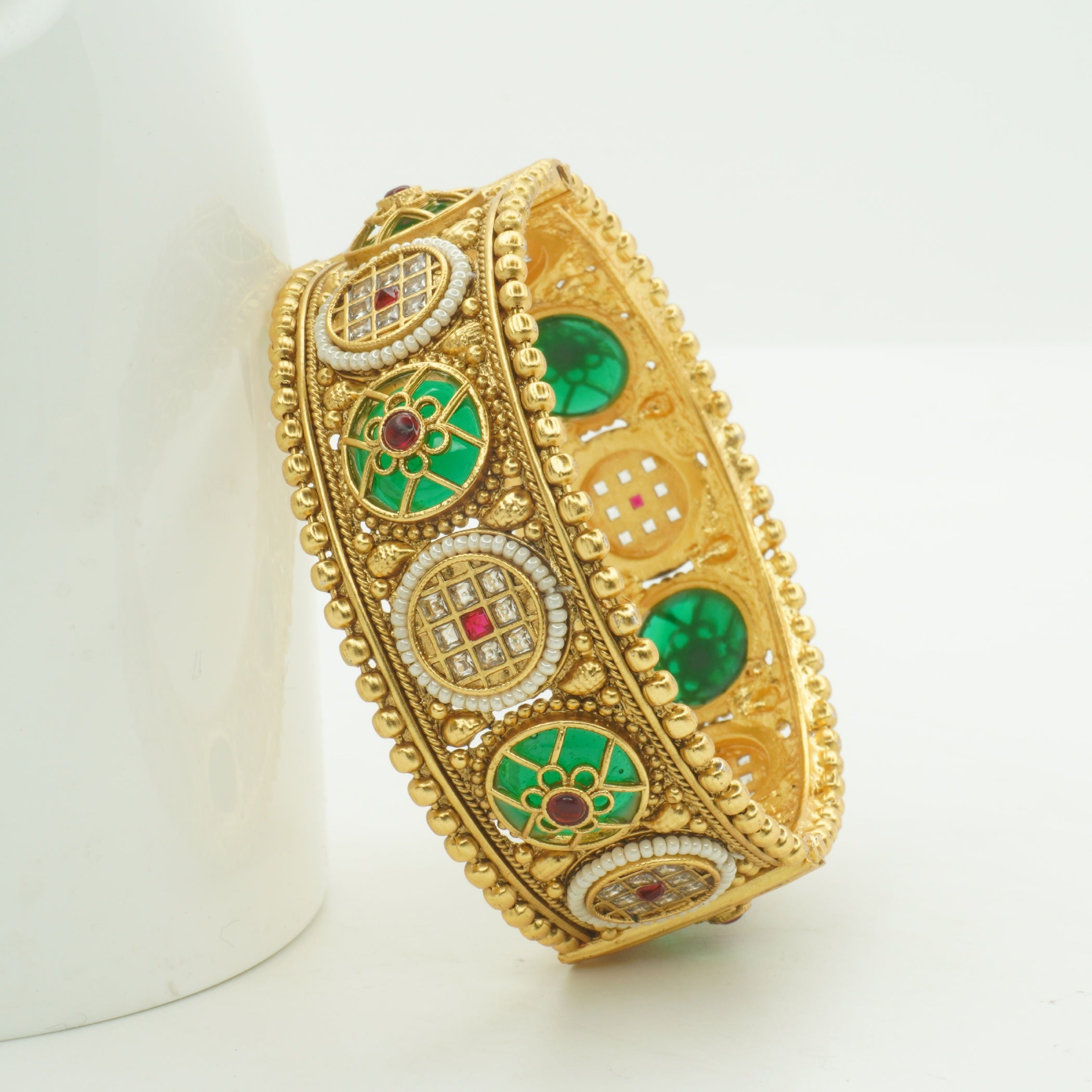 Gold Plated Meenakari Kundan Bangles Pair for Women – Traditional Bridal Wedding Jewelry