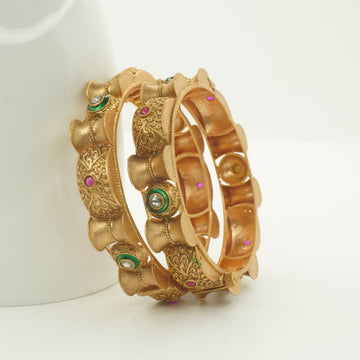 Bridal Designer Bangles Set for Women – Traditional Gold Tone Indian Wedding Ethnic Kangan Jewelry