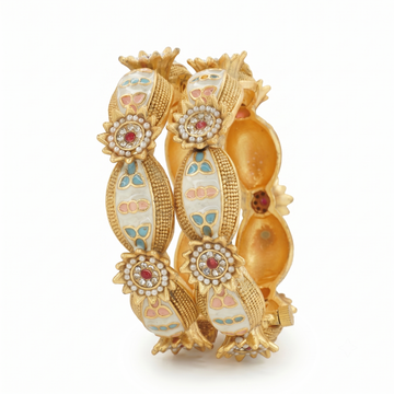 Premium Gold Plated Meenakari Kangan Bangles Pair for Women Traditional Wedding Bridal Party Wear