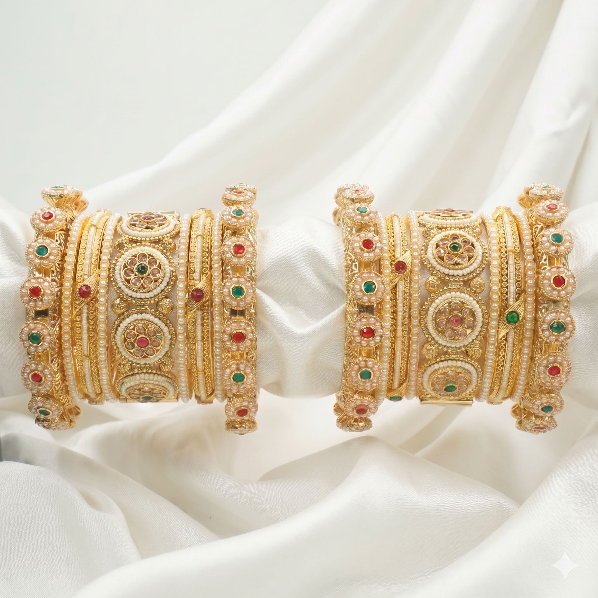 Gold Plated Bridal Chooda Set Kundan Pearl Designer Kadas for Women Wedding Wear