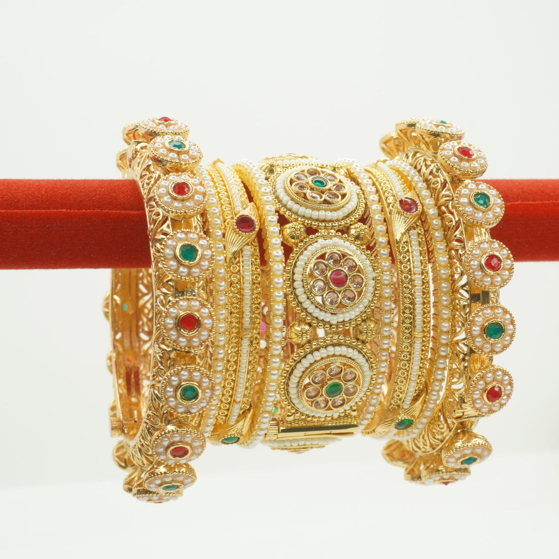 Gold Plated Bridal Chooda Set Kundan Pearl Designer Kadas for Women Wedding Wear